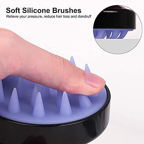 **MeeTo Silicone Hair Massage Shampoo Brush - Scalp Scrubber & Body Massager for Relaxation - Perfect for Shower, Bath & Spa (Black)**