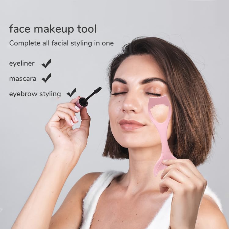 Vitalogy Reusable Silicone Eyeliner Mascara Shield & Eyebrow Comb - 3-in-1 Makeup Tool for Beginners | Perfect for Precise Eyeliner, Mascara Application & Eyebrow Styling | Great for Everyday Makeup, Professional Looks & Cosplay Costumes - 1 Piece