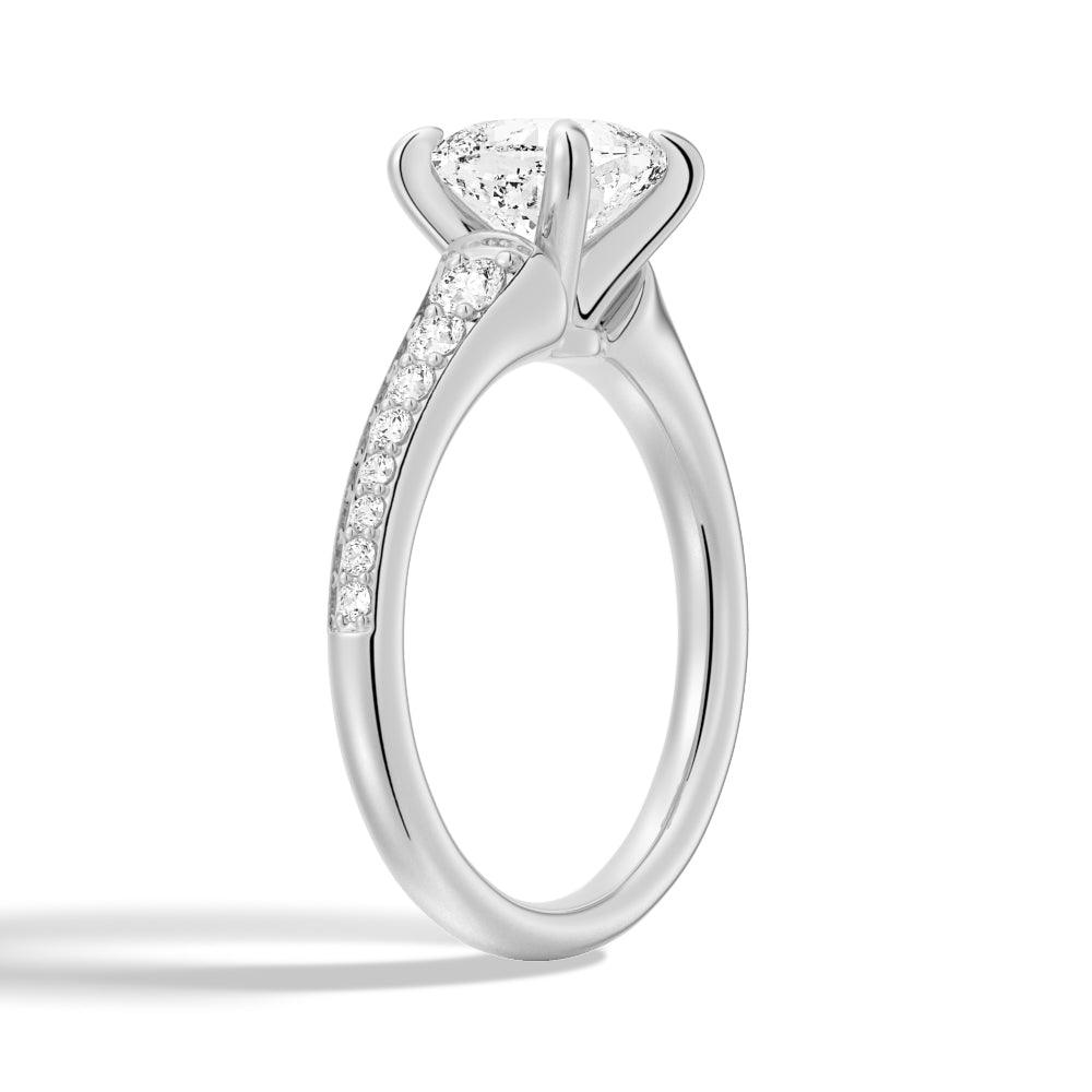Vintage Cushion Cut Moissanite Engagement Ring with Graduated Band - Elegant Wedding Jewelry for Brides, Anniversary Gifts & Proposal Scenes