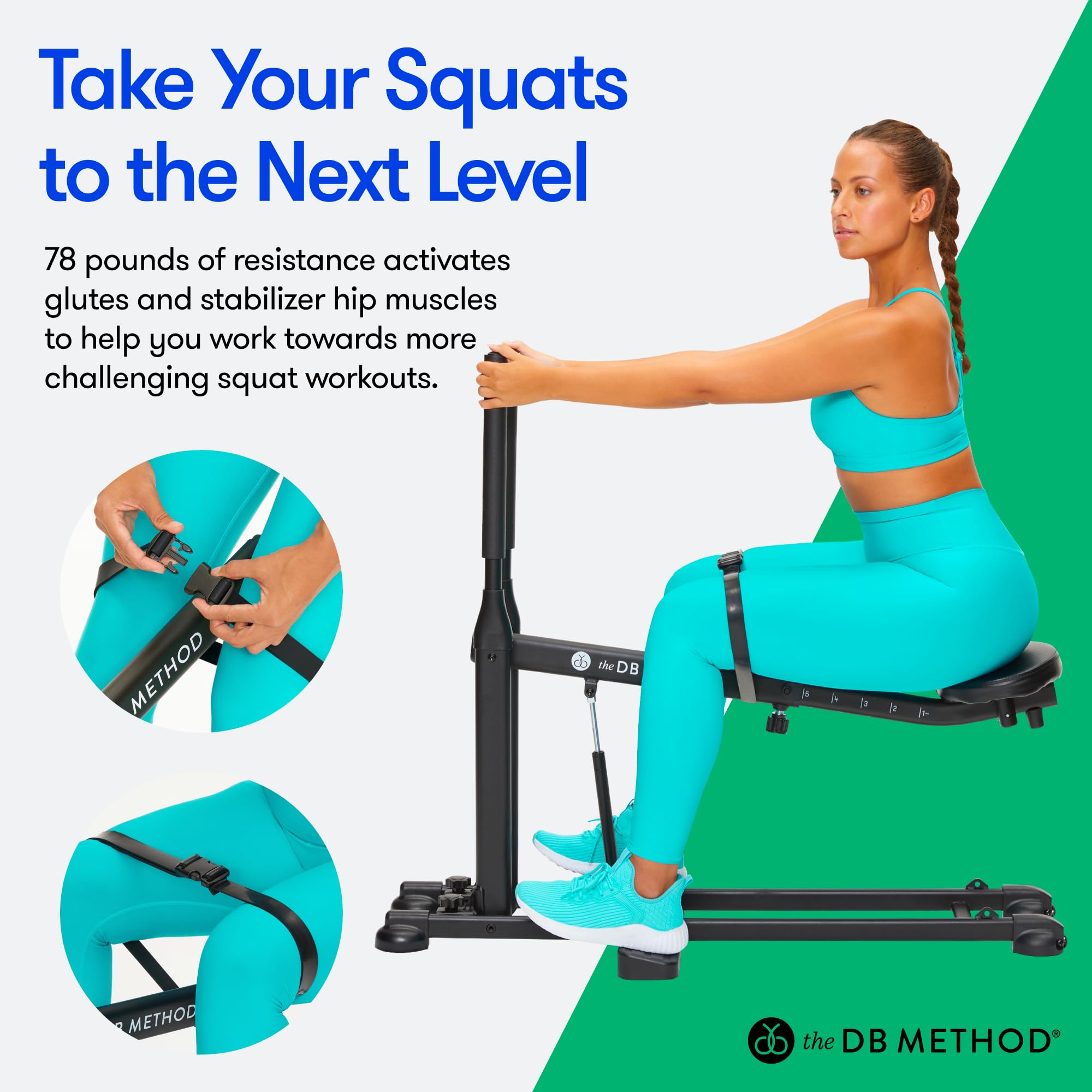 DB Method DreamBand Pro Squat Resistance Band - Low Impact Workout Band for Hip Stabilizer Muscles & Glute Activation - Home Gym Equipment for Perfect Squat Form - Ideal for Home Workouts, Physical Therapy & Fitness Training
