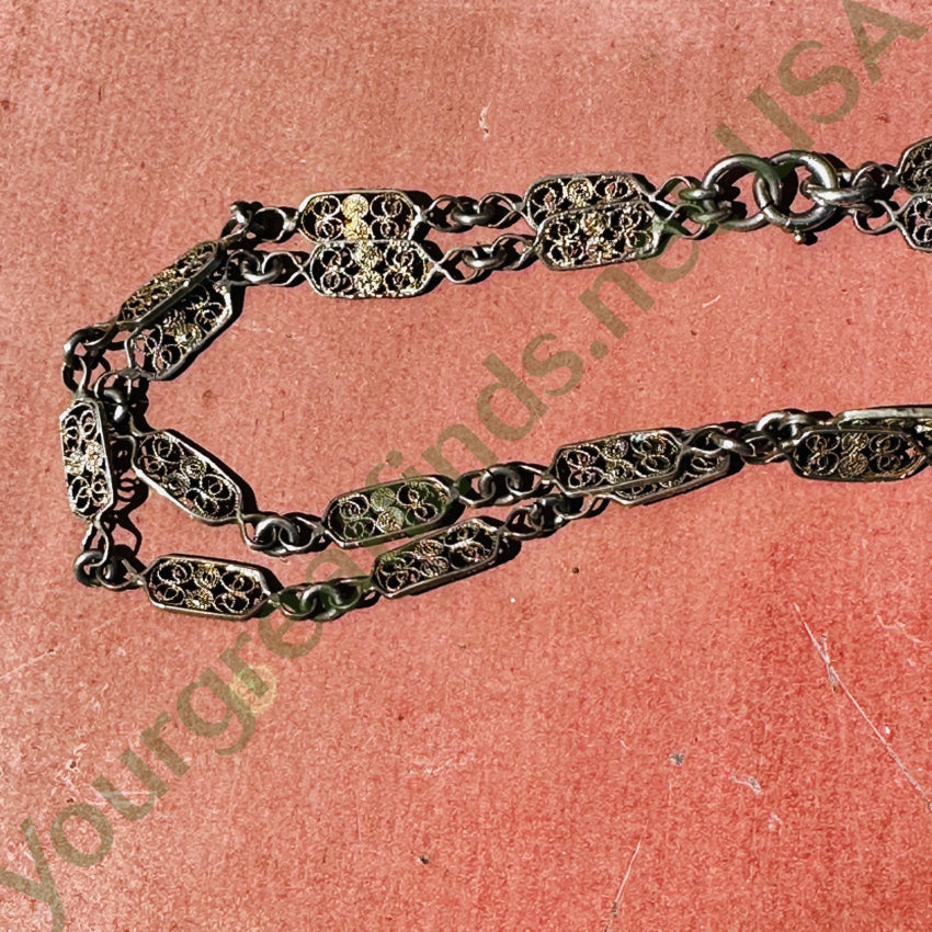 Vintage Gold Filled Sterling Silver Filigree Convertible Chain Necklace for Women - Elegant Layering Jewelry for Party, Wedding & Everyday Wear