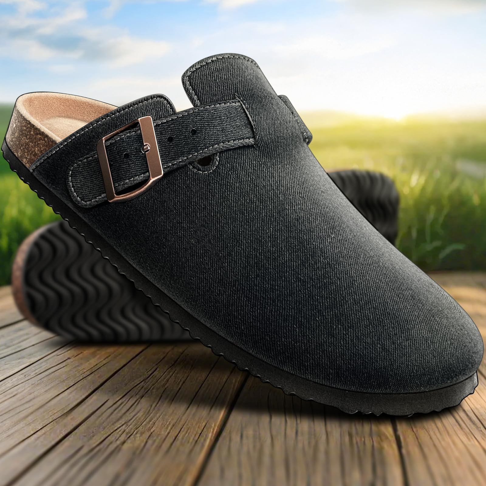 KEMISANT Men's Comfortable Suede Clogs - Unisex Mule Slippers & Sandals with Cushioned Cork Footbed - Perfect for Nurses, Healthcare Workers & Casual Wear
