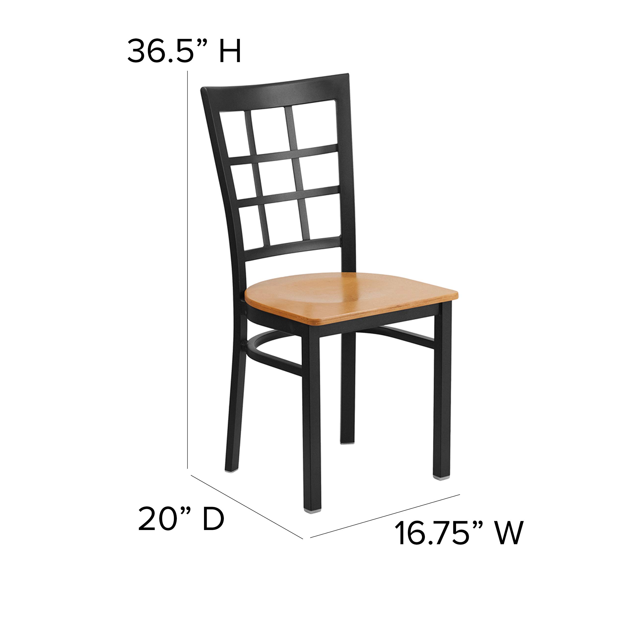 Black Metal Restaurant Chair with Natural Wood Seat - Durable & Stylish for Cafes, Diners, and Home Dining Rooms