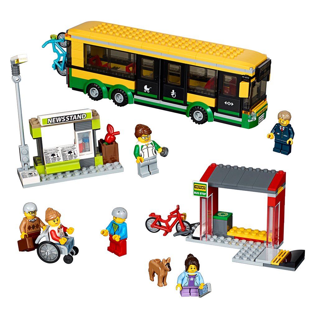 LEGO City Town Bus Station 60154 Building Kit (337 Pieces) - Creative Play Set for Kids, Perfect for City-Themed Role Play and Collectors