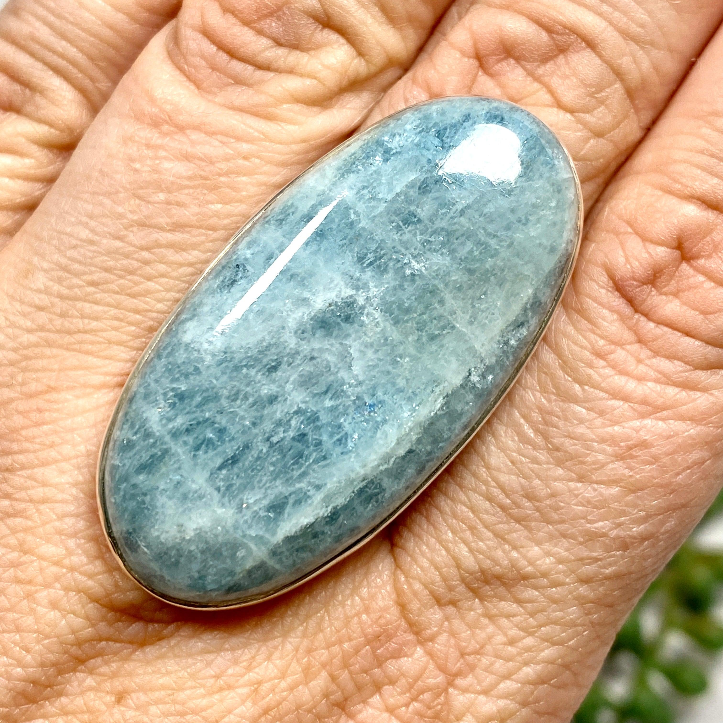 Aquamarine Large Oval Cabochon Ring with Split Band - Size 10 - KPGJ1351 | Elegant Jewelry for Weddings, Parties & Special Occasions