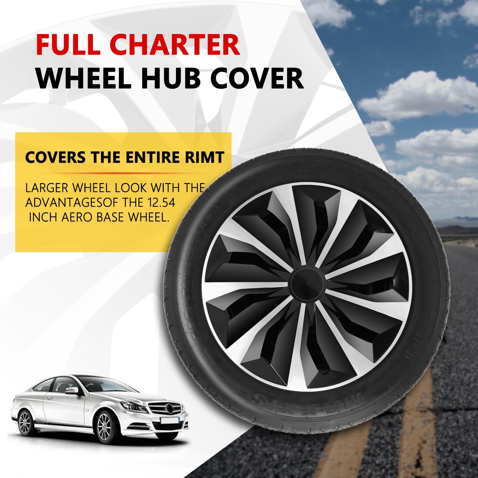 16 Inch Hubcaps Set of 4 - Universal Wheel Rim Covers for Toyota, VW, Chevy, Nissan, Honda, Dodge, Ford, Kia | Durable Car Tire Covers Replacement | Perfect for Sedans, SUVs & Daily Commuting