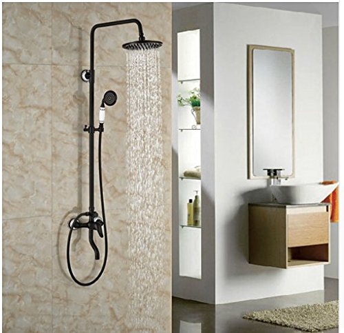 GOWE Oil Rubbed Bronze Shower Faucet Set - Exposed Tub and Shower Faucet with Handheld Sprayer and Double Handle Valves for Bathroom Renovation and Luxury Spa Experience