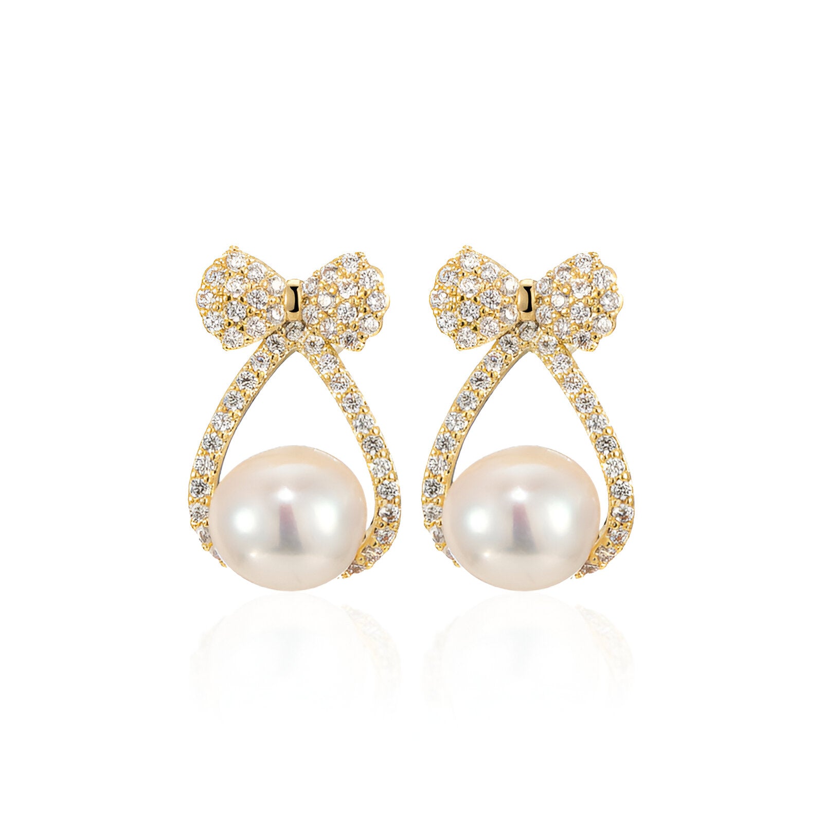 Classic Pearl Bow Ribbon Stud Earrings for Women | Elegant Dainty Jewelry Gift for Her | Perfect for Weddings, Parties & Everyday Wear (D3006)