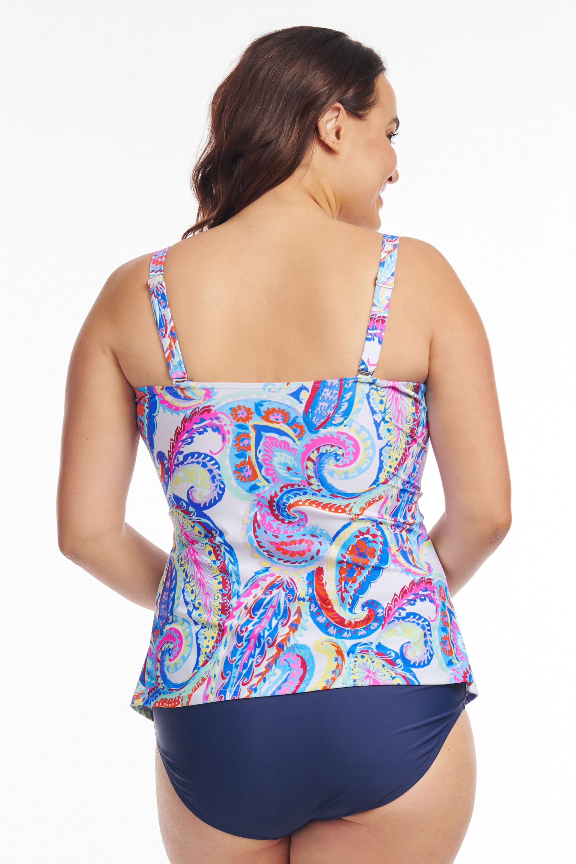 Plus Size Sweetheart Neckline A-Line Tankini Top - French Paisley Print Swimwear for Women | Beach Vacation, Pool Party & Summer Getaways