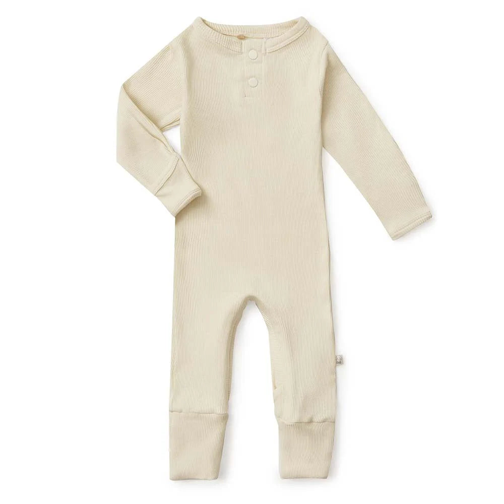 Organic Baby Ribbed Growsuit - Snuggle Hunny Soft Cotton Bodysuit for Newborns & Infants | Perfect for Playtime, Naptime & Everyday Comfort
