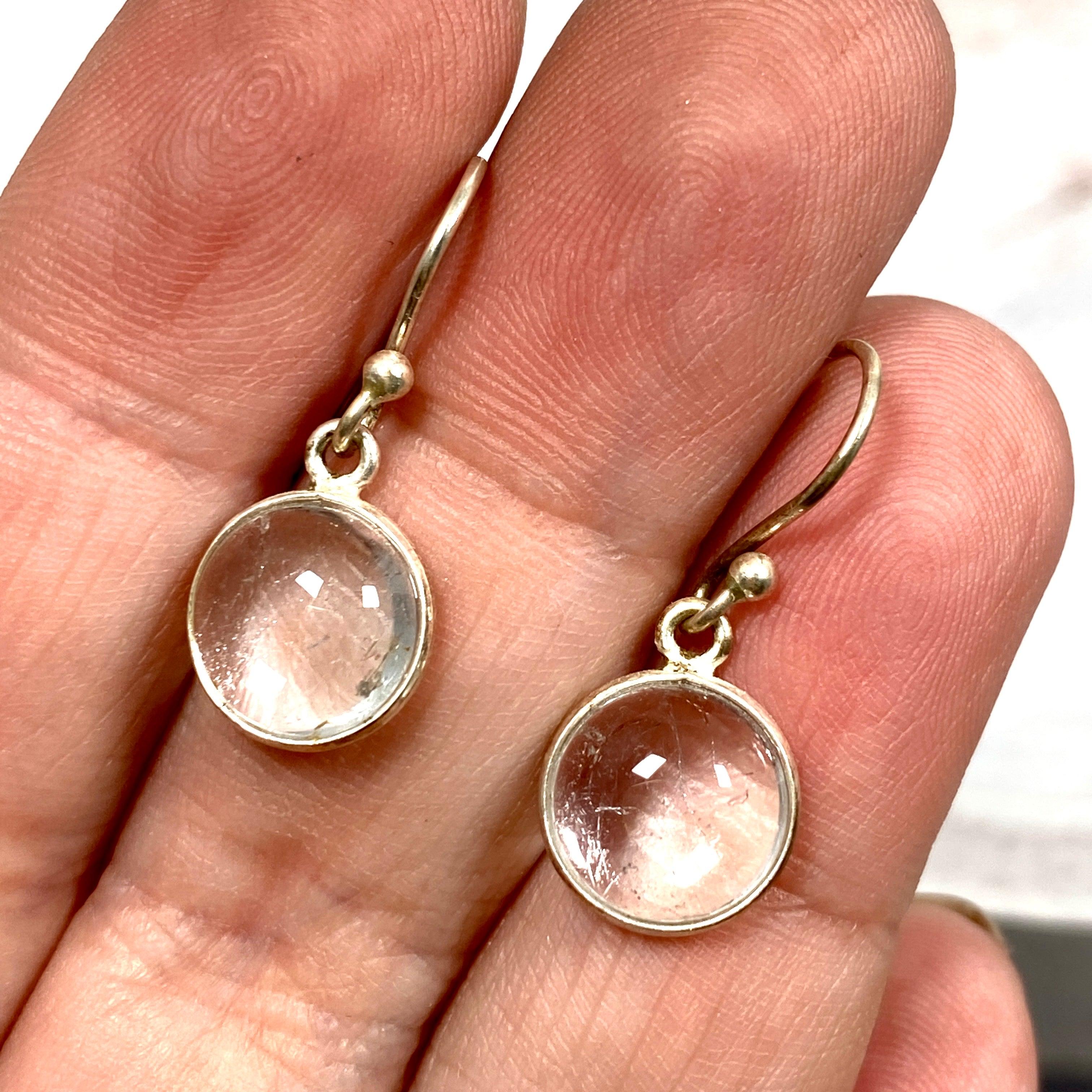 Natural Topaz Circular Cabochon Earrings KEGJ756 – Elegant Handmade Jewelry for Women, Perfect for Weddings, Parties & Gifts