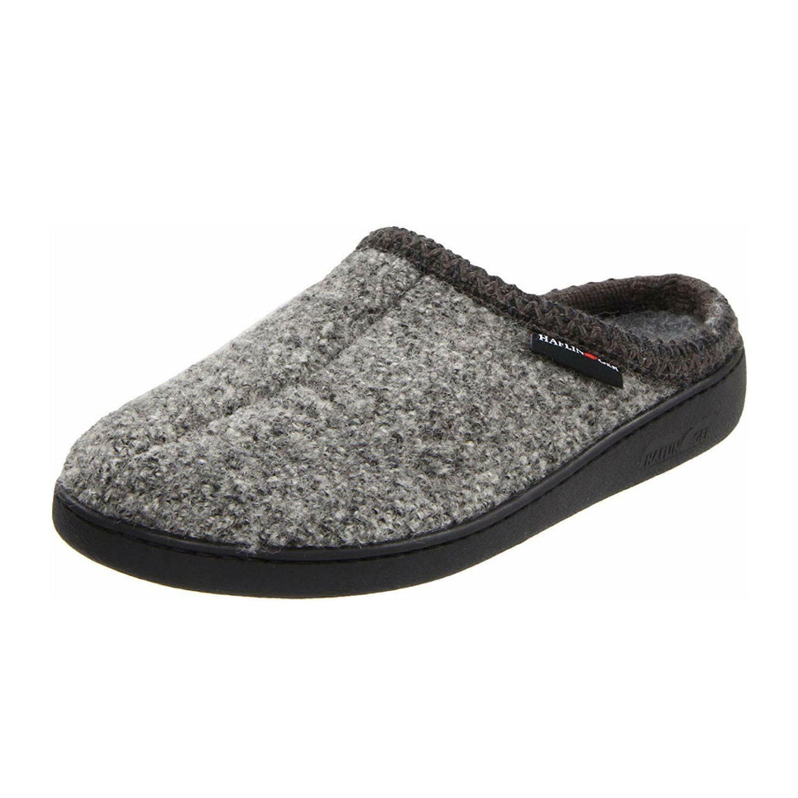 Haflinger AT64 Hardsole Slipper for Men & Women - Comfortable Grey Speckle Wool Slippers for Indoor/Outdoor Use - Perfect for Home, Office & Relaxation