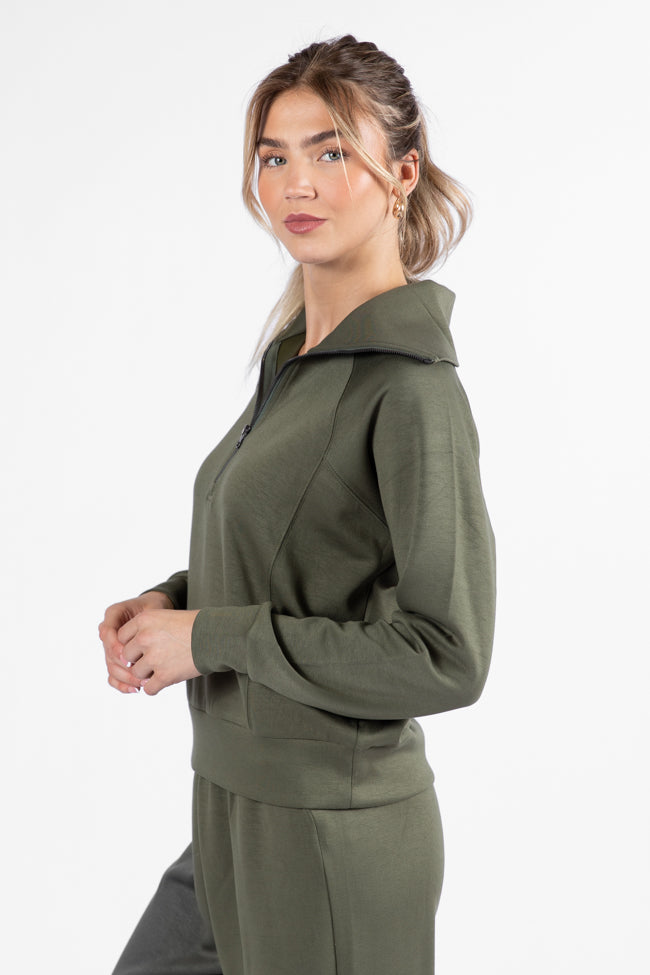 Let's Just Stay Green Quarter Zip Knit Pullover - Eco-Friendly Casual Sweater for Men & Women | Perfect for Outdoor Activities, Work & Relaxation