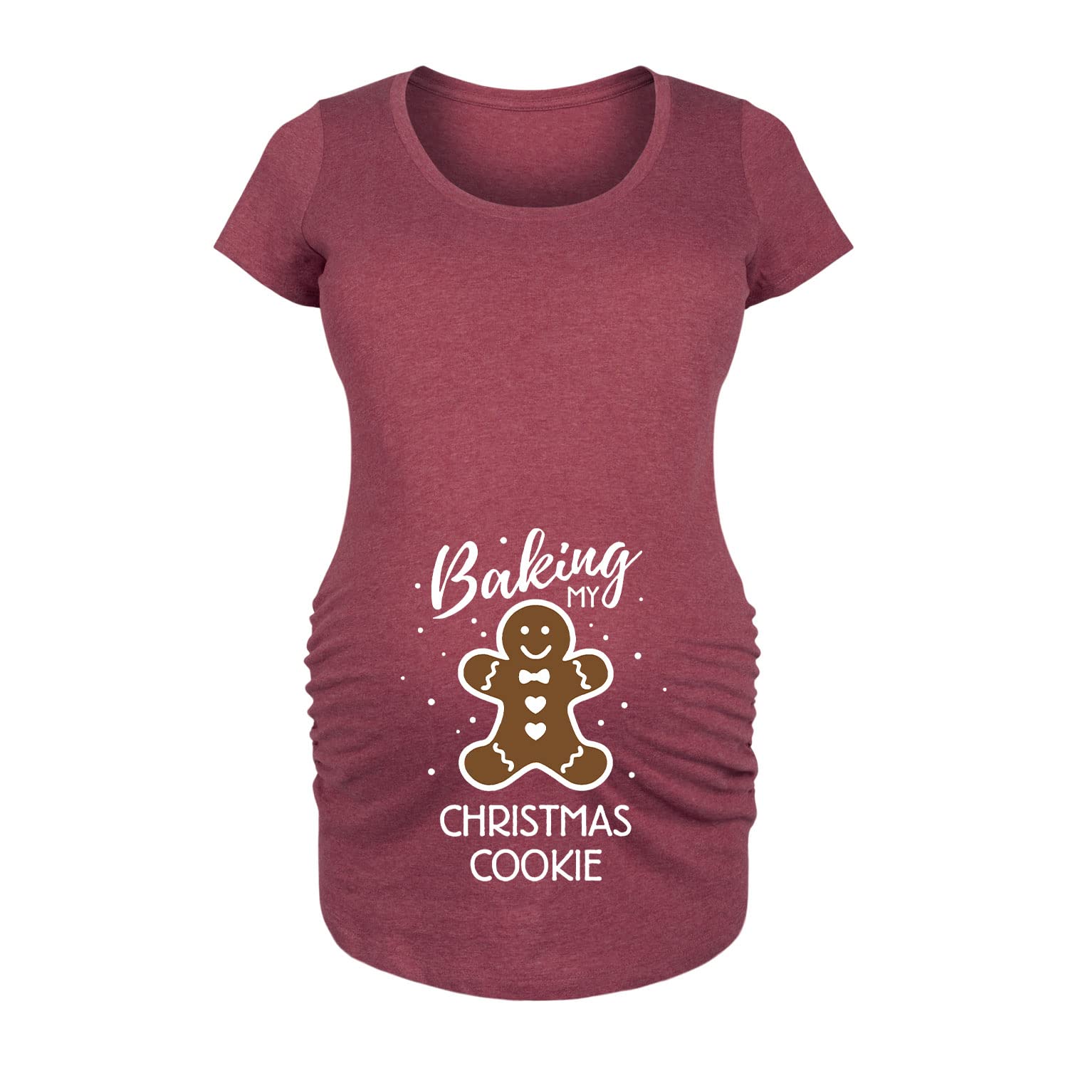 Christmas Cookie Baking Maternity Scoop Neck T-Shirt - Comfortable Pregnancy Tee for Holiday Baking & Family Gatherings