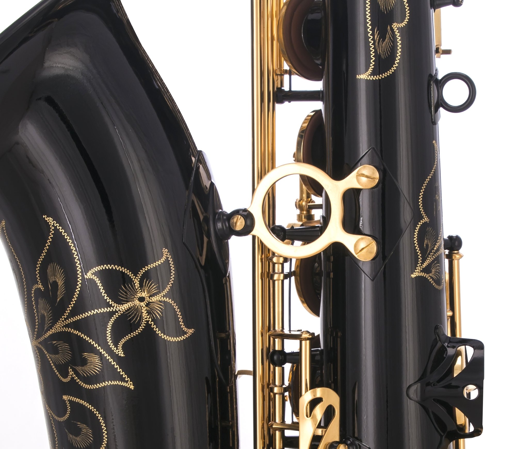 Professional B Flat Tenor Saxophone - Black/Gold Finish with Hard Case, 10pc Reeds, Mouthpiece, Screwdriver, Nipper, Gloves & Cleaning Cloth - Ideal for Beginners, Students & Jazz Performers