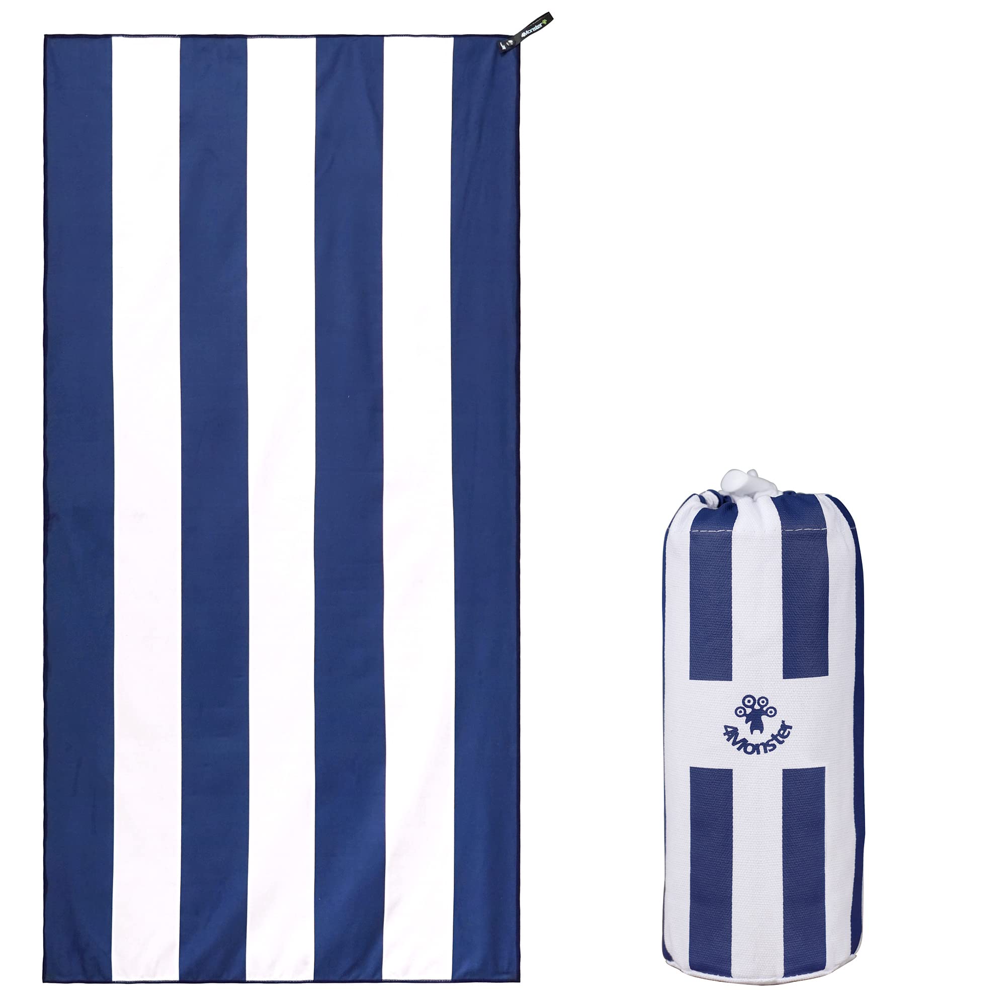 4Monster Microfiber Beach Towel - Quick Dry & Super Absorbent Lightweight Travel Towel for Swimming, Camping, Yoga | Sand Free & Compact for Pool, Gym, Backpacking & Water Sports | Perfect for Beach Vacations, Outdoor Adventures & Fitness Activities
