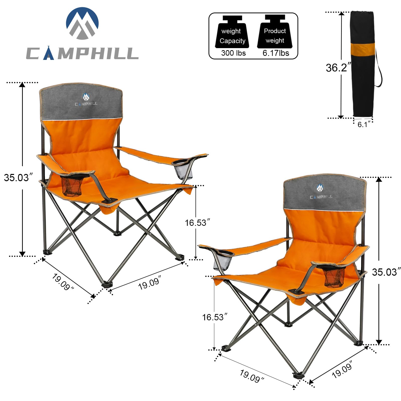 Camping Chair Set of 4 - Heavy Duty Folding Outdoor Chairs with Table & Cup Holders | Portable Lawn Chairs for Camping, Backyard, Beach & Picnic | Includes 1 Sofa Chair + 2 Single Chairs + Camping Table