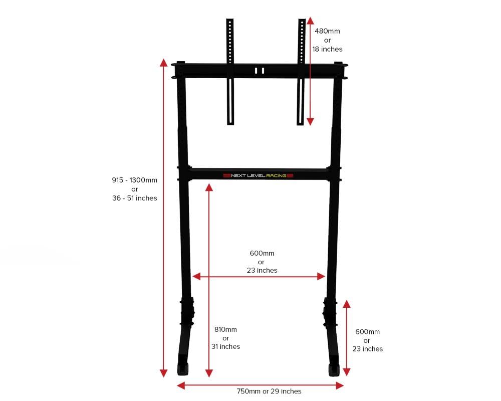 Next Level Racing Free Standing Single Monitor Stand (NLR-A011) - Adjustable Height for Gaming & Work Setup - Perfect for PC, Console & Sim Racing