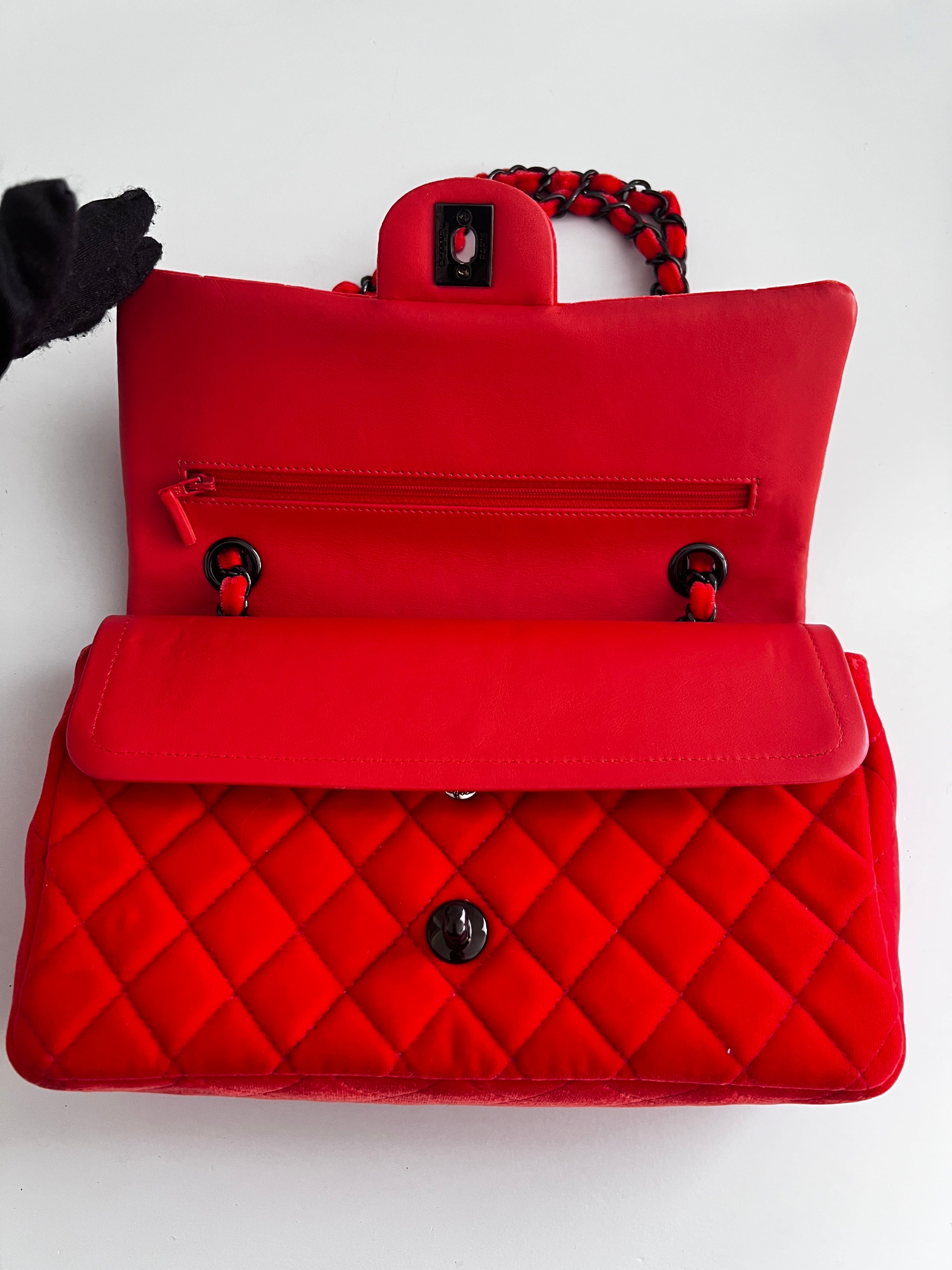 Chanel Orange Velvet Double Flap Bag - Medium Size Luxury Handbag for Women | Perfect for Evening Parties, Date Nights & Special Occasions
