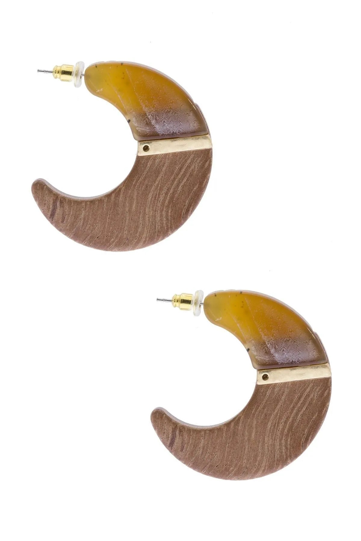 Handmade Flat Wooden Crescent Earrings - Boho Chic Dangle Earrings for Women - Perfect for Festivals, Parties & Everyday Wear