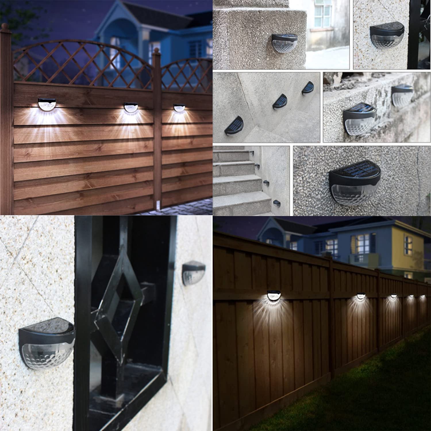 2 Pack Solar Fence Lights - Waterproof Outdoor Deck & Wall Lights for Yard, Garden, Stairway