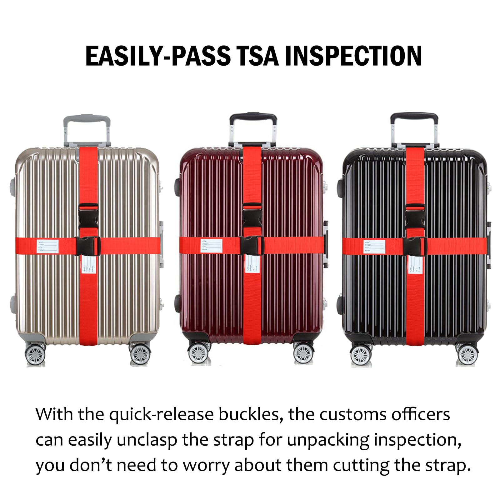 Heavy Duty Adjustable Luggage Straps for Suitcases, Duffel Bags & Travel Cases - 79