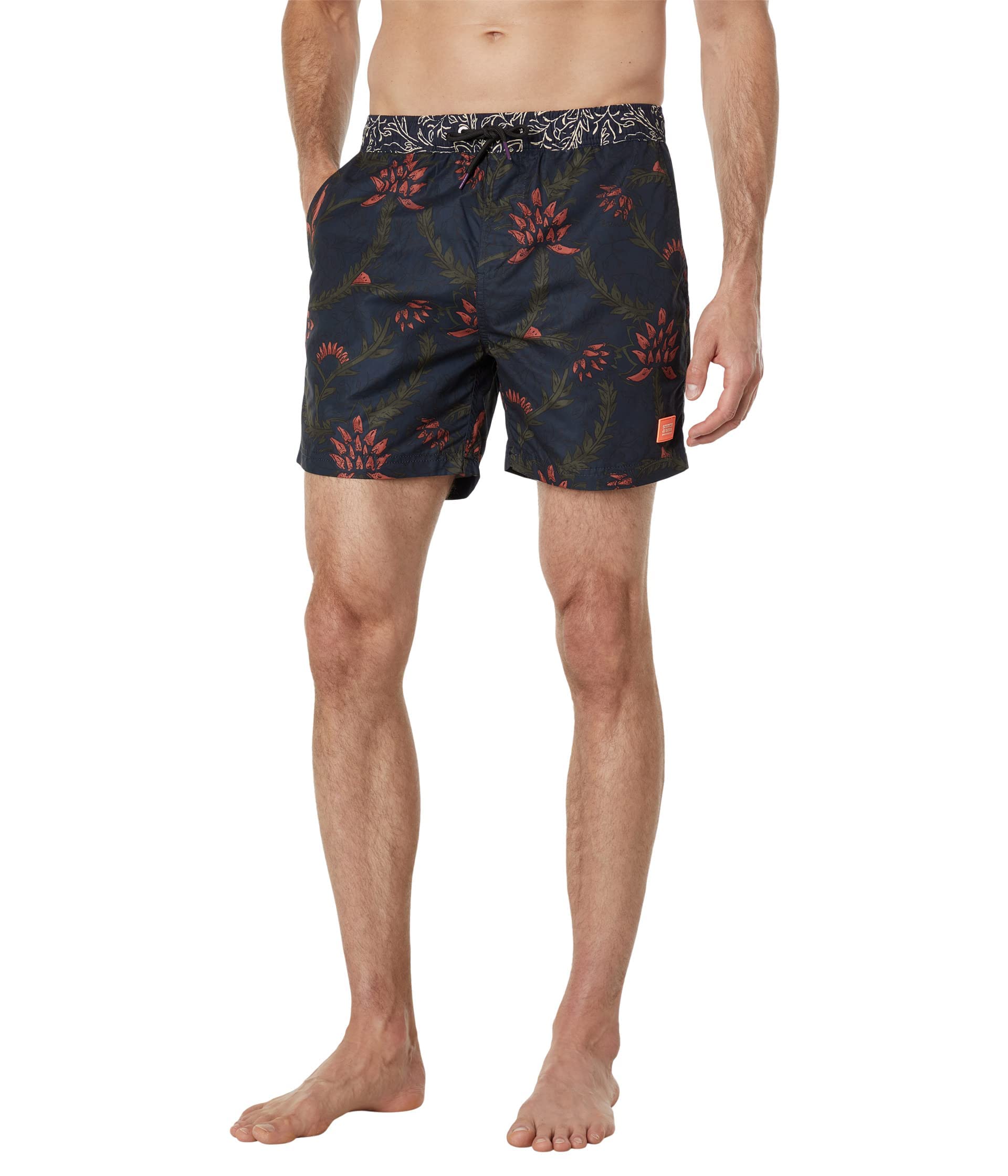 Scotch & Soda Recycled Polyester Printed Swim Shorts for Men - Quick Dry Beach Shorts with Stylish Patterns | Perfect for Swimming, Surfing & Summer Vacations