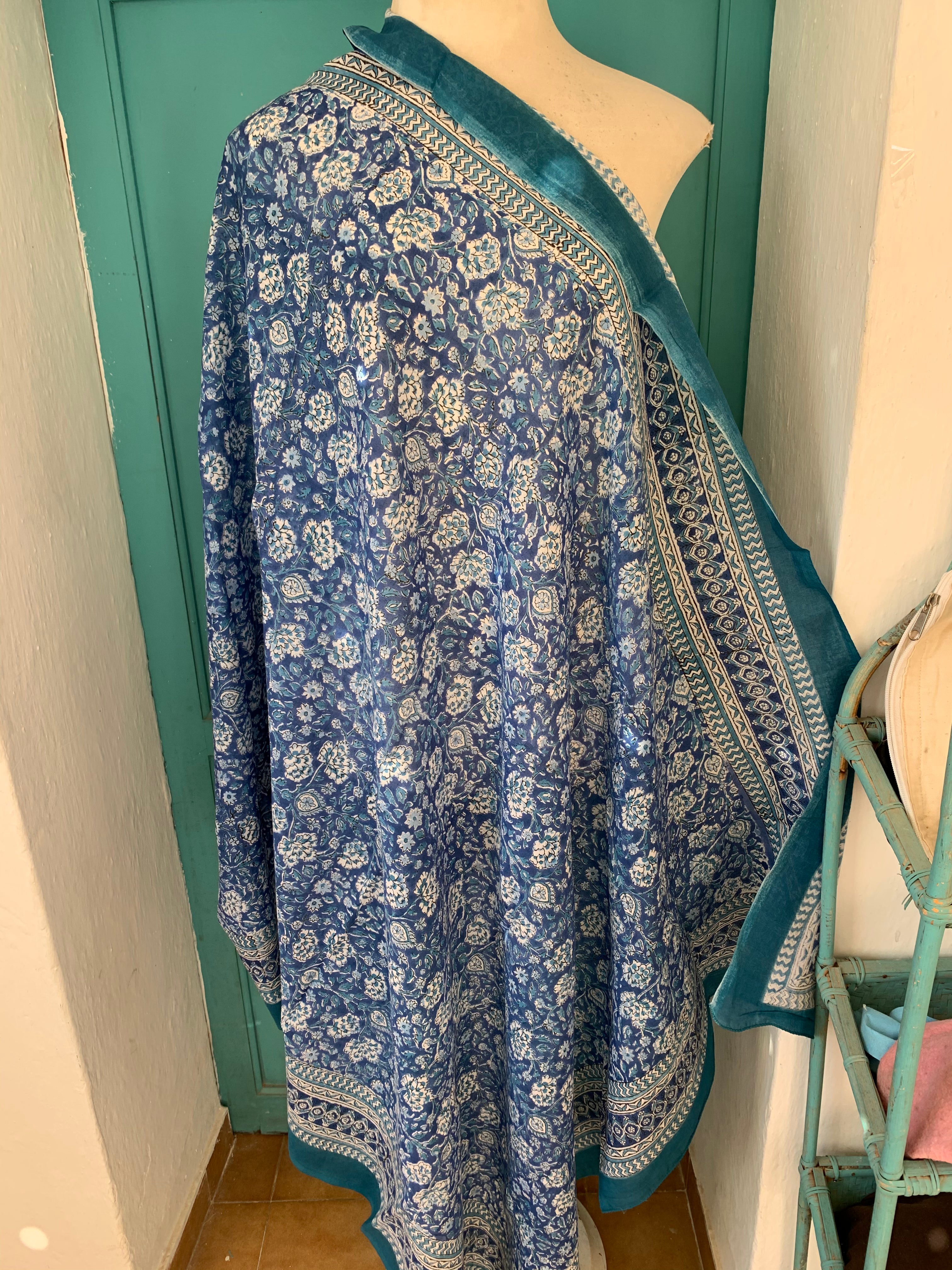 Stylish Block Print Cotton Sarong Pareo Shawl - New Collection for Beach, Pool, and Summer Fashion
