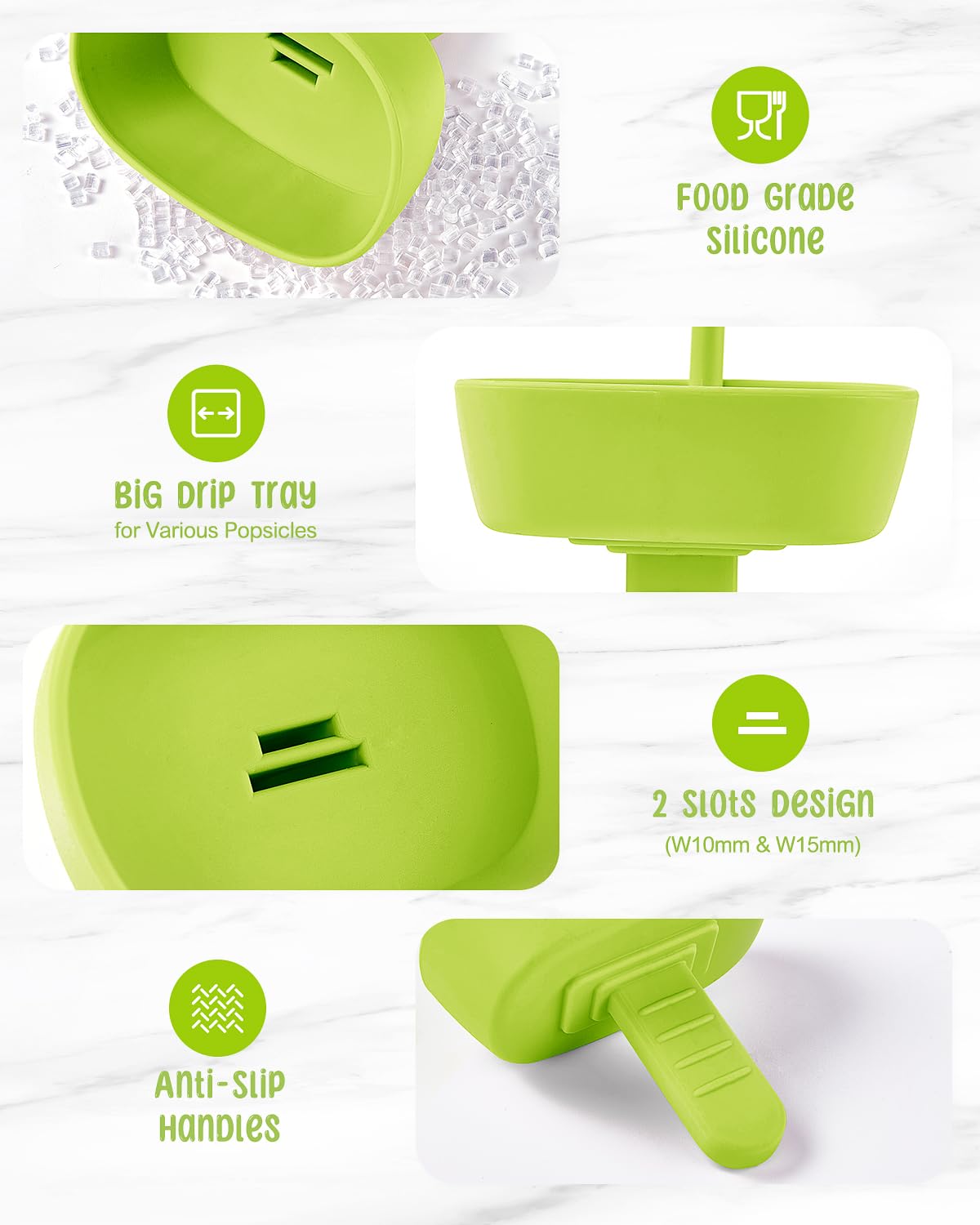 2 Pack No-Drip Silicone Popsicle Holders with Straws for Kids - MEETRUE Mess-Free Frozen Treat Catcher for Toddlers & Babies | Perfect for Summer Snacks, Ice Cream Parties, and Outdoor Picnics