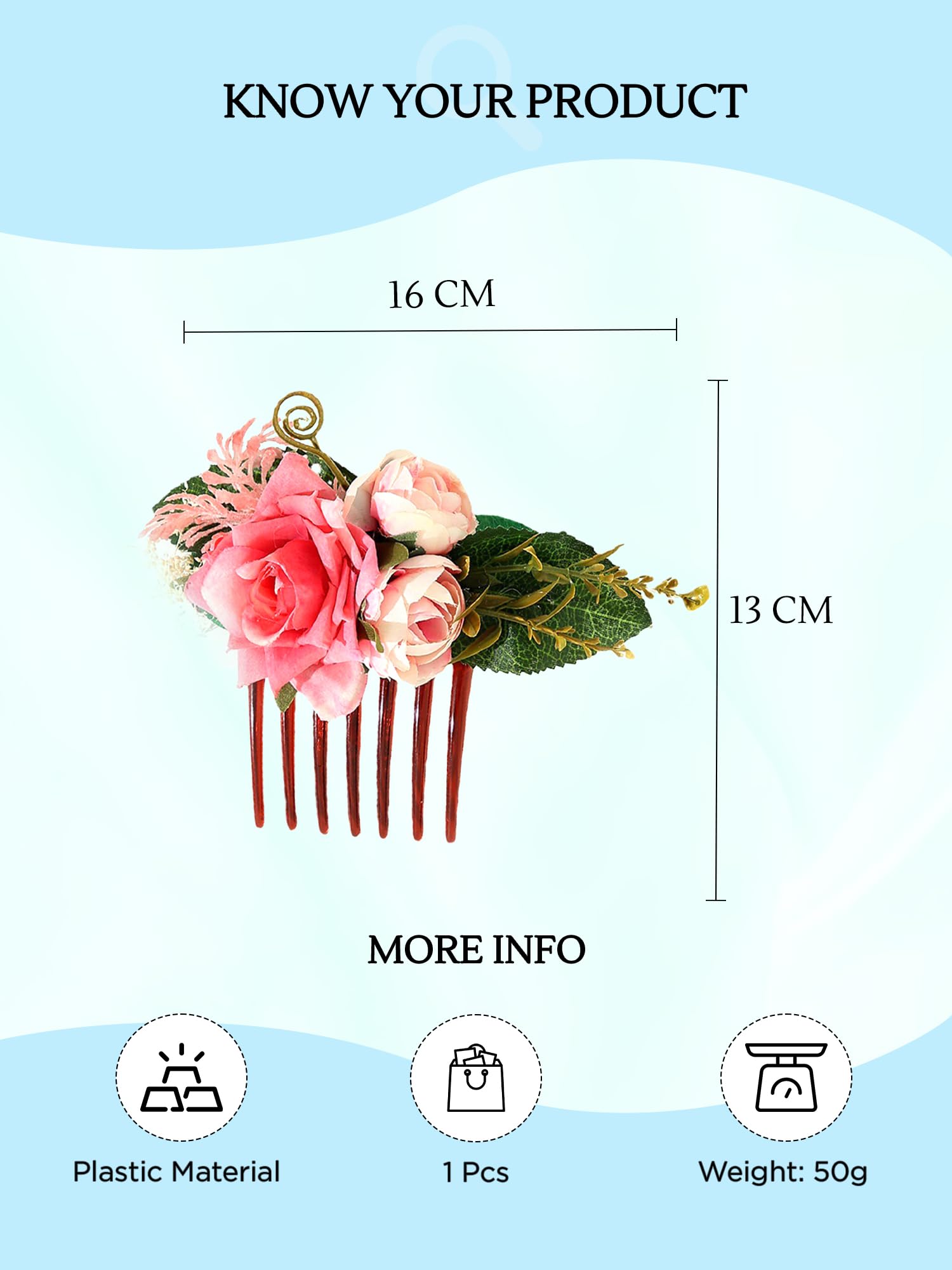 Yellow Floral Hair Comb Pin for Women - Elegant Bridal Hair Accessories for Wedding, Side Pin, Hair Clip & Juda Pin - Perfect for Brides, Prom, Parties & Special Occasions