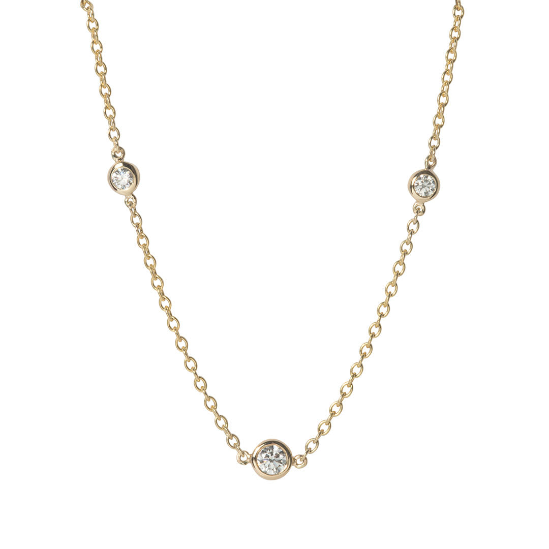 0.36ctw Diamond Station Necklace in 14K Yellow Gold - Elegant Layered Jewelry for Women, Perfect for Weddings, Anniversaries & Everyday Wear