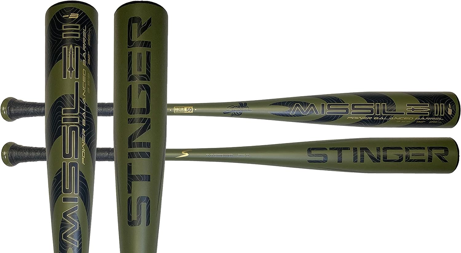 2022 MISSILE 2 Aluminum BBCOR Certified Baseball Bat - Green/Black | High Performance Youth & Adult Baseball Equipment for Games & Practice