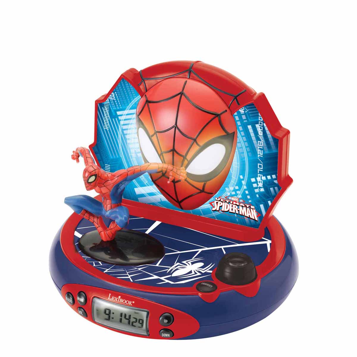 3D Spider-Man Projector Clock with Superhero Sounds - Cool LED Night Light for Kids Room, Bedroom Decor & Marvel Gifts for Boys