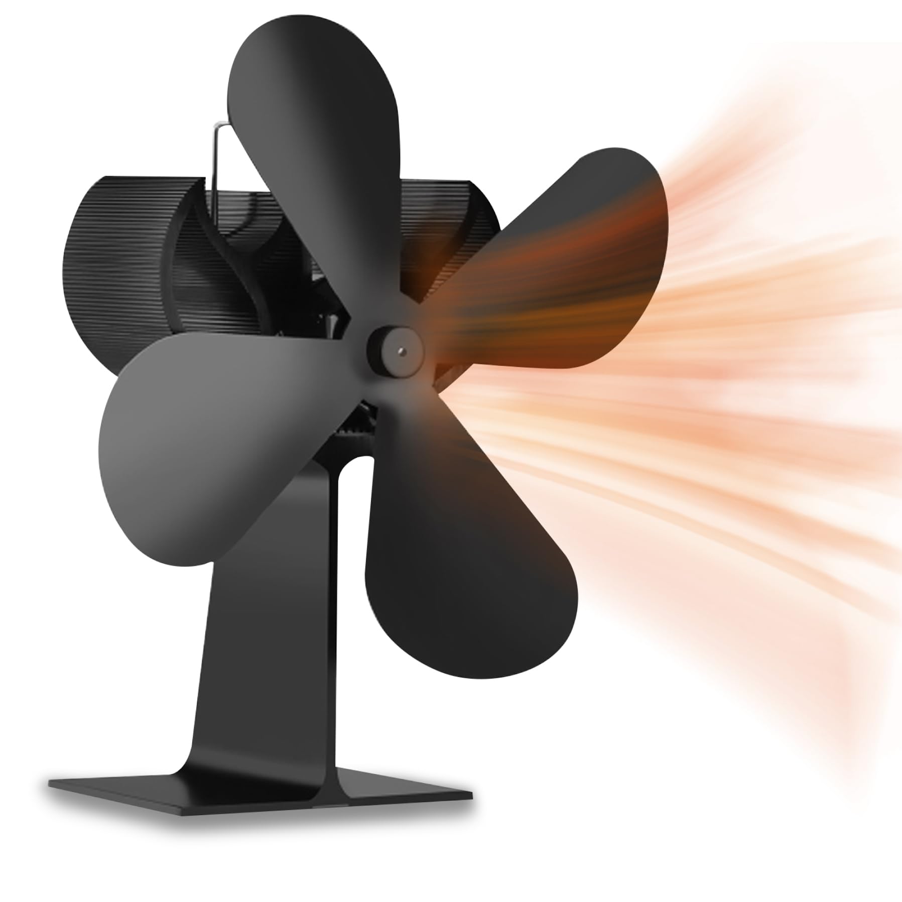 **4-Leaf Heat Powered Wood Stove Fan - 370CFM 1360RPM Silent Energy-Saving Fireplace Blower for Log Burners & Stoves - Perfect for Home Heating & Eco-Friendly Fireplace Circulation**