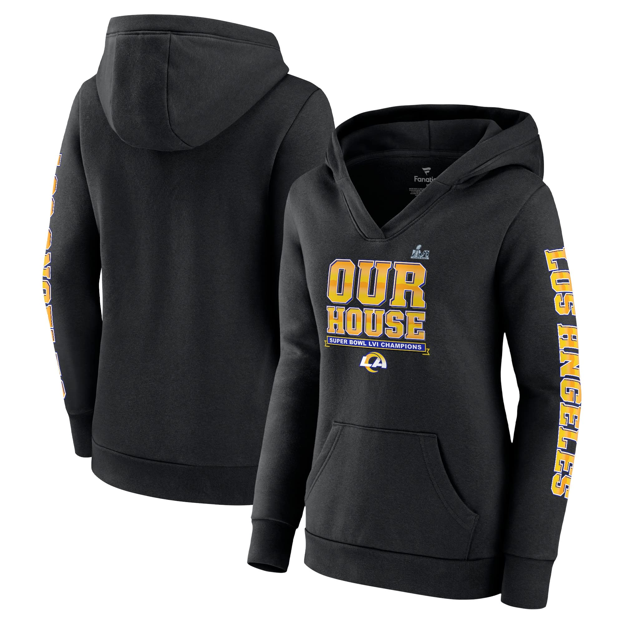 Fanatics Women's Los Angeles Rams Super Bowl LVI Champions Pullover Hoodie - NFL Football Team Apparel for Women, Cozy Fleece Sweatshirt for Game Day, Sports Events & Casual Wear