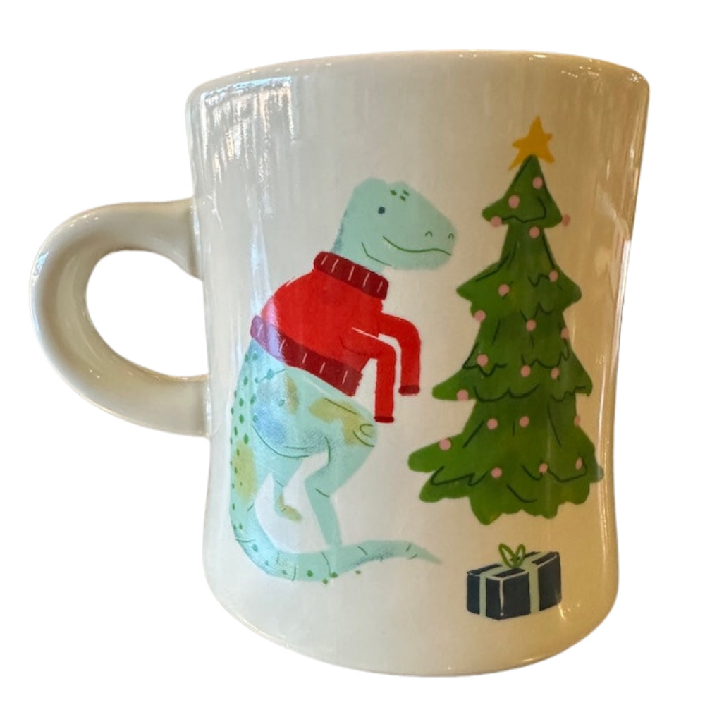 Now Design Dino Mite Christmas Diner Mug - Festive Ceramic Coffee Cup with Dinosaur Design, Perfect for Holiday Gifts, Office Use & Cozy Home Decor