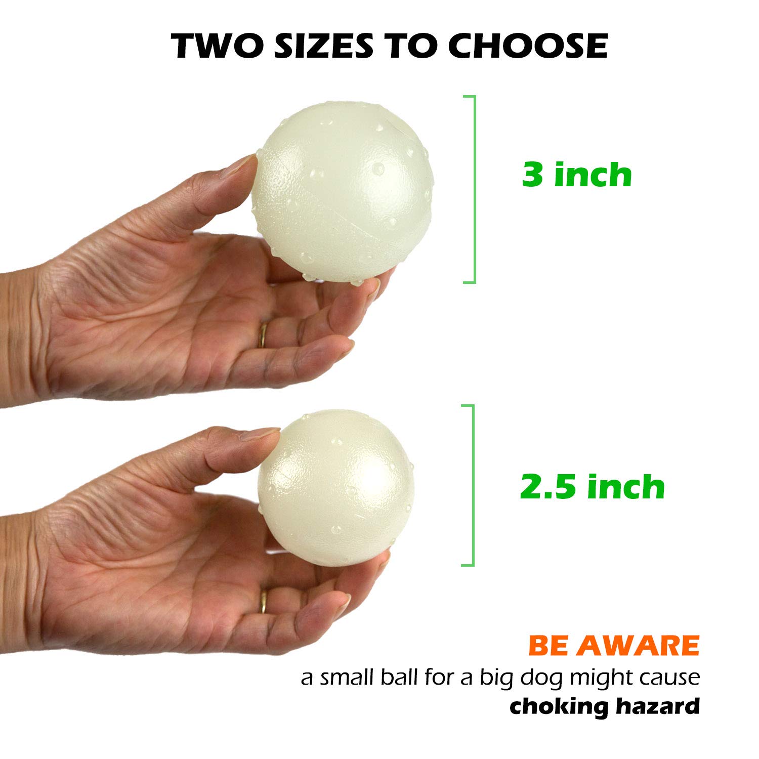 Glow in The Dark Dog Balls - 2 Pack LED Light Up Fetch Toys for Large & Small Dogs with 21 LED UV Flashlight for Night Play - Perfect for Backyard, Park & Beach Outdoor Activities (2.5 Inch)