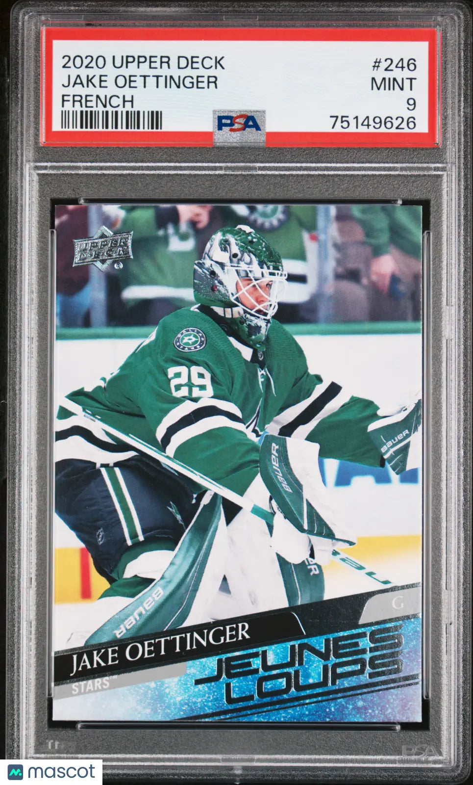 2020-21 Upper Deck Series 1 Hockey Jake Oettinger Young Guns Rookie Card #246 PSA 9 Mint - Perfect for Collectors, Sports Memorabilia Fans & Hockey Card Trading