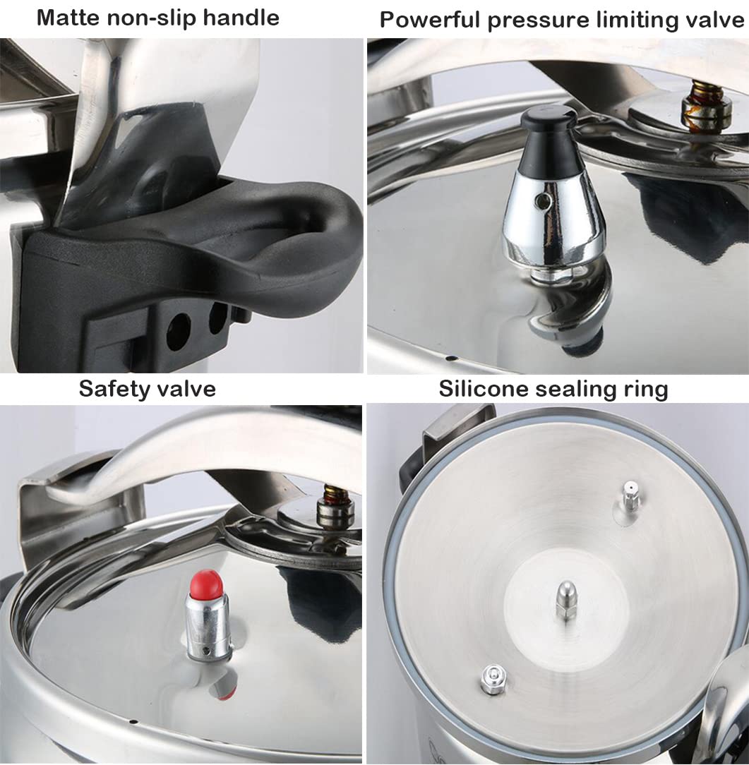 4 Quart Small Pressure Cooker - Stainless Steel, Super Safety Lock & Explosion-Proof - Compatible with All Hob Types (Gas, Electric, Induction) - Fast & Efficient Cooking for Rice, Soup, Stew, Beans & More