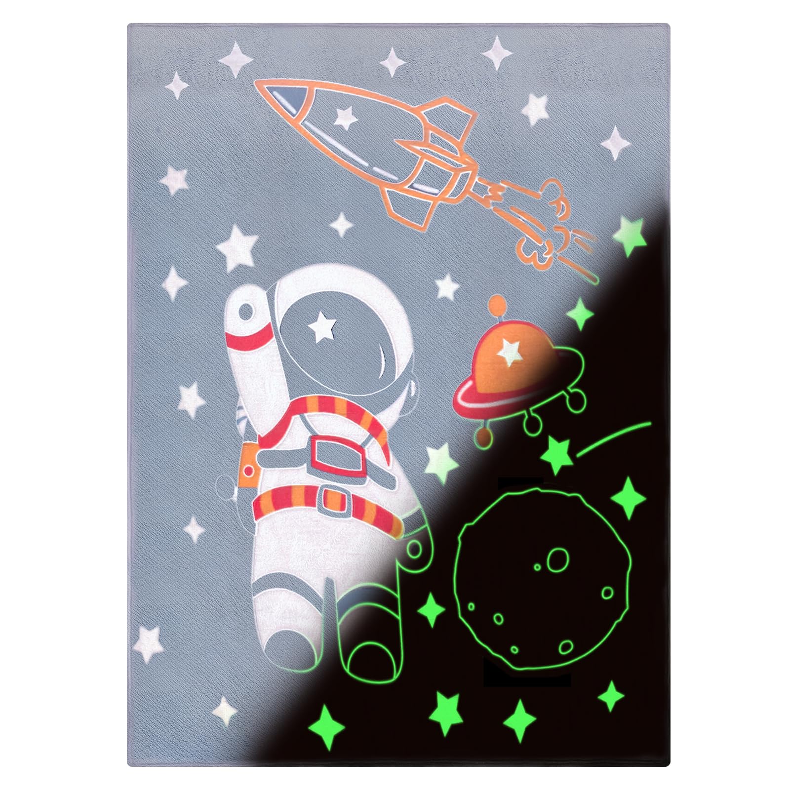 Glow in The Dark Blanket for Kids - Soft Luminous Throw Blanket for Couch, Sofa & Toddler Bed - Warm Micro Flannel Plush Blanket 50