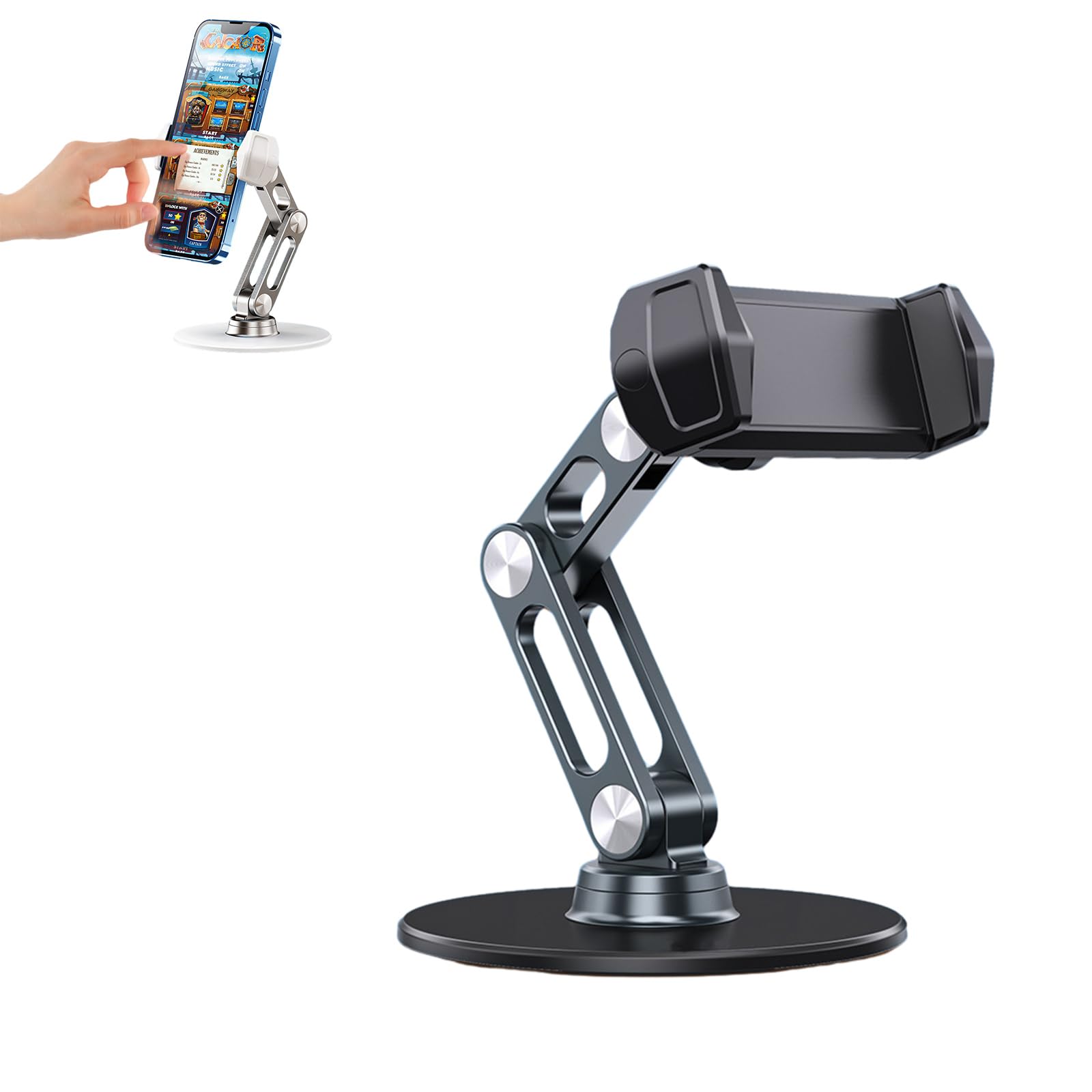 Adjustable Foldable Phone Stand for Desk - Qoo Phone Holder with Height & Angle Adjustment, Compatible with All Smartphones (Black) - Perfect for Work, Study, Video Calls & Hands-Free Viewing