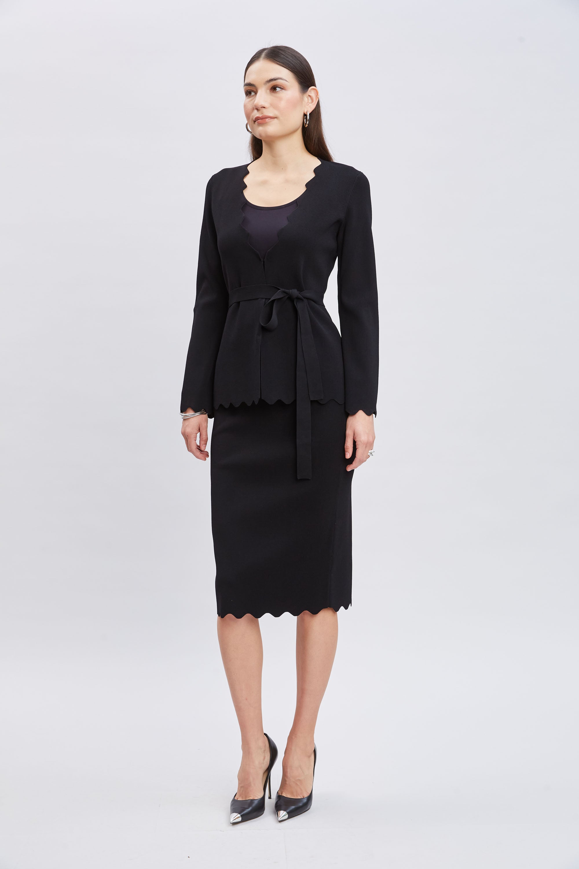 Serenda Sweater Skirt ETR45282 - Women's Black Knit Skirt for Fall & Winter | Casual Outfits, Office Wear & Holiday Dressing