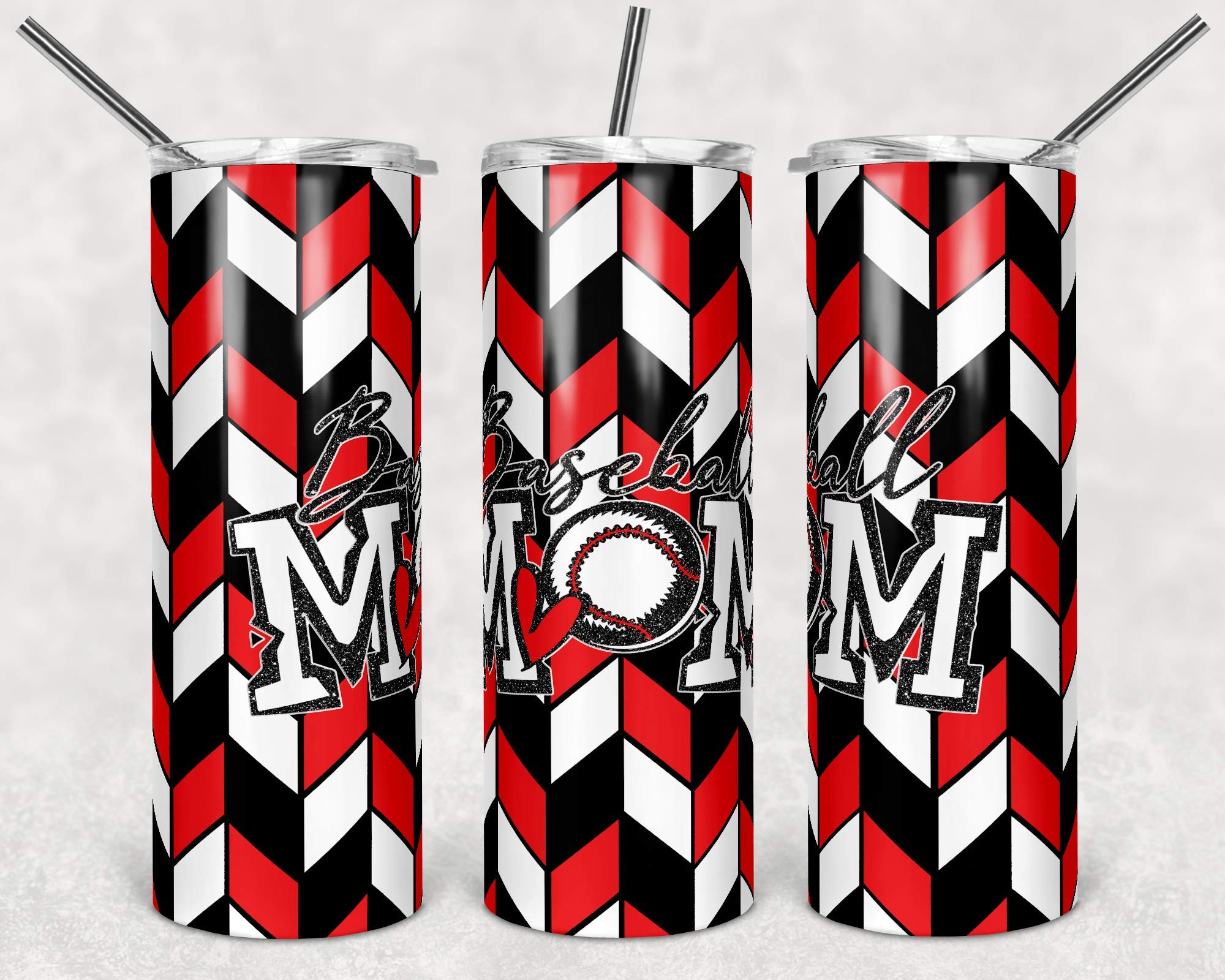 20oz Skinny Tumbler with Lid and Straw - Insulated Baseball Mom Cup for Hot & Cold Drinks - Perfect for Baseball Games, School, Gym & Outdoor Activities