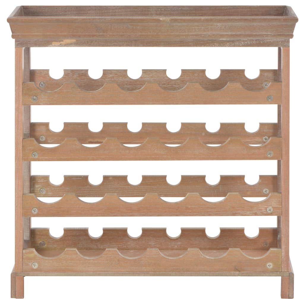 FAMIROSA 24-Bottle Wooden Wine Rack Stand with Top Tray - Freestanding Wine Storage Organizer for Kitchen, Dining Room & Living Room (27.6