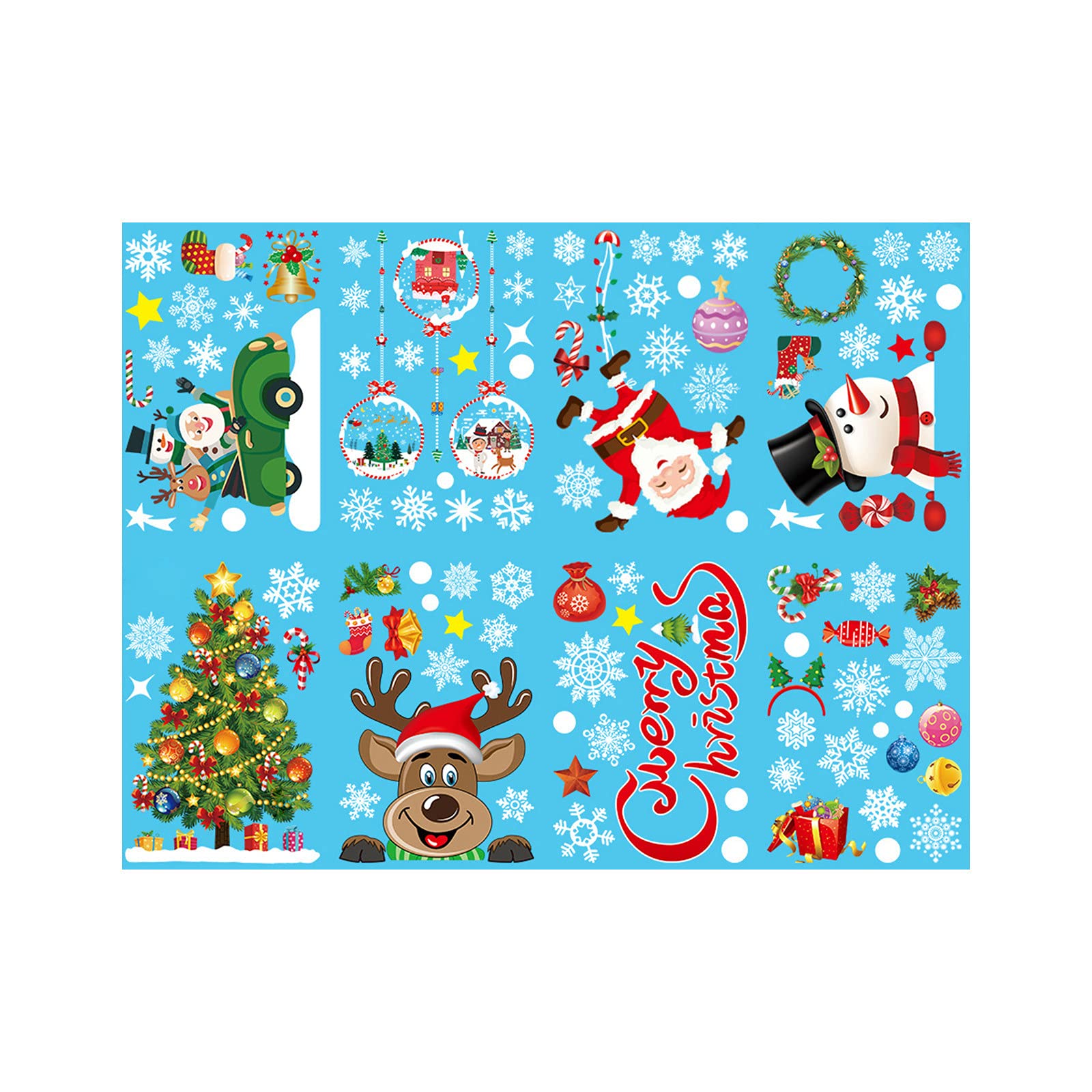 Christmas Window Stickers - Cartoon Santa Claus Holiday Decorations | Removable Static Cling Stickers for Home, Office & Party Decor | Perfect for Windows, Glass Doors & Mirrors