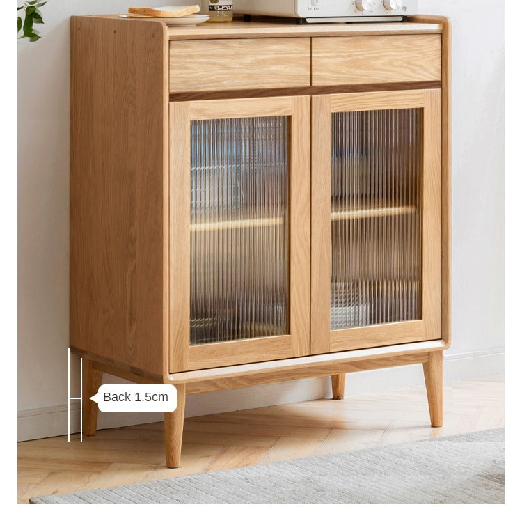 Modern Oak Solid Wood Sideboard - Scandinavian Nordic Style TV Stand, Buffet Cabinet for Living Room, Dining Room & Entryway Storage