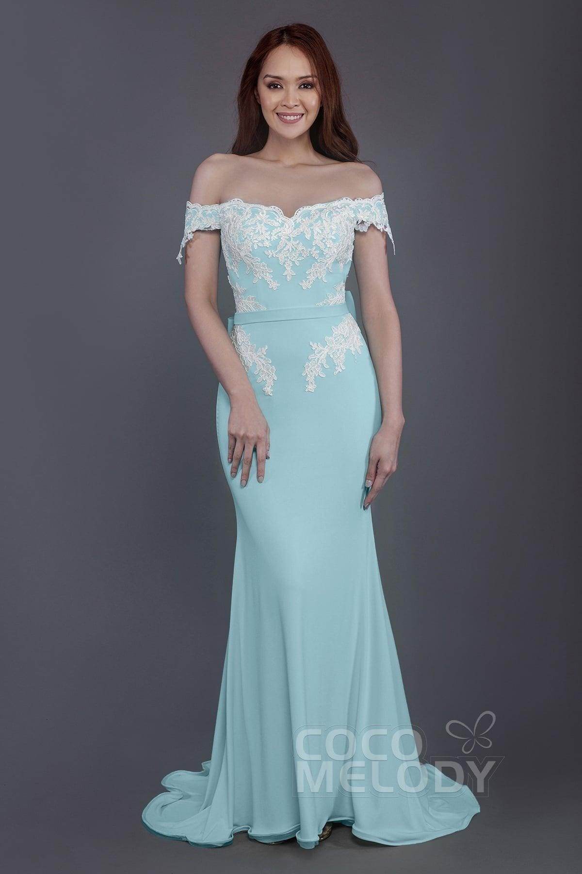 Elegant Mermaid Sweep Train Knitted Fabric Bridesmaid Dress PR3497 - Perfect for Weddings, Formal Events & Special Occasions