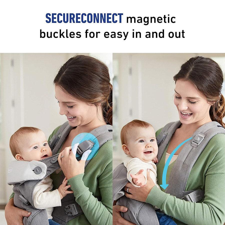 Graco CradleMe 4-in-1 Convertible Baby Carrier - Ergonomic Infant Carrier for Newborn to Toddler, Hands-Free Baby Wearing in Mineral Grey - Perfect for Shopping, Hiking & Parenting On-The-Go