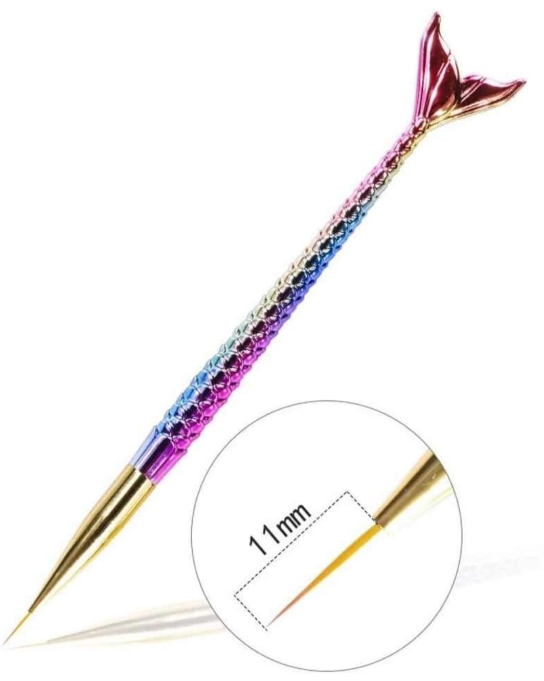 White Stripes Fishtail Nail Brush - Gradient Pen Design for Nail Art Drawing & Painting | Perfect for Salon, Home Manicure & DIY Nail Designs