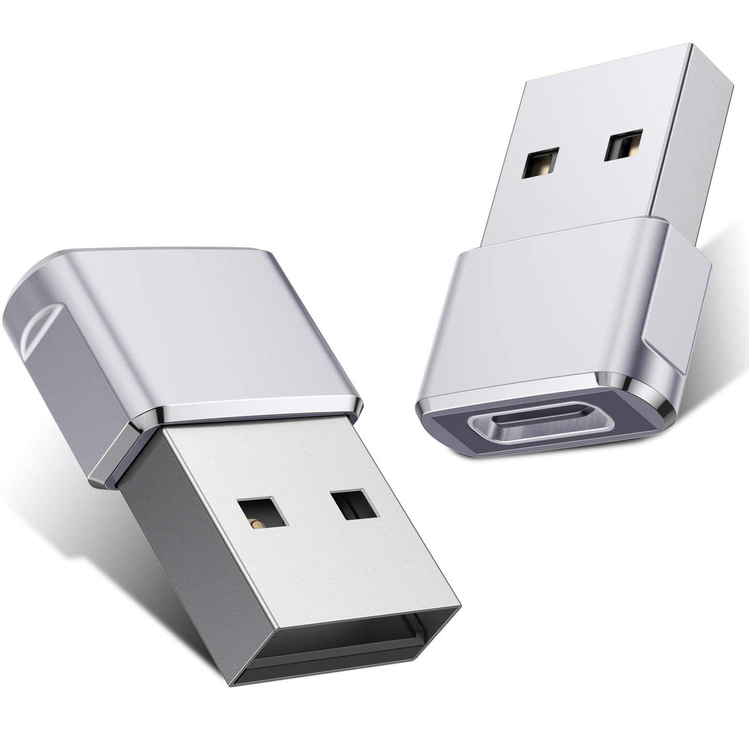 Basesailor USB to USB C Adapter 2 Pack - Type C Female to A Male OTG Converter Compatible with iPhone 16/15/14/13/12/11 Pro Max, Apple Watch Ultra/Series 8/7/SE, iPad Air 5/4, AirPods & Galaxy S24/S23/S22 - Perfect for Charging & Data Transfer at Home, Office or Travel
